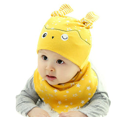 Spring Owl Pocket Hat + Bibs Set