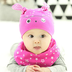 Spring Owl Pocket Hat + Bibs Set