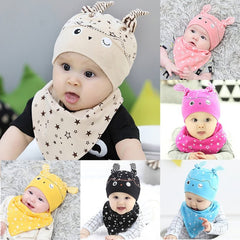 Spring Owl Pocket Hat + Bibs Set