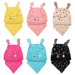 Spring Owl Pocket Hat + Bibs Set