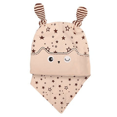 Spring Owl Pocket Hat + Bibs Set