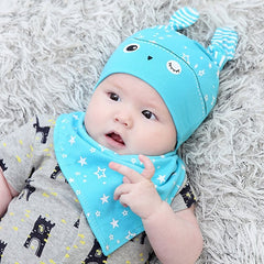 Spring Owl Pocket Hat + Bibs Set