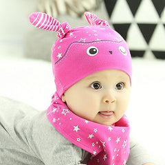 Spring Owl Pocket Hat + Bibs Set