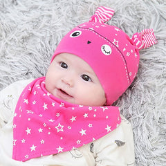 Spring Owl Pocket Hat + Bibs Set