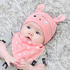 Spring Owl Pocket Hat + Bibs Set