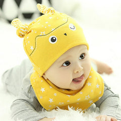 Spring Owl Pocket Hat + Bibs Set