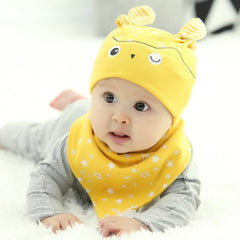 Spring Owl Pocket Hat + Bibs Set