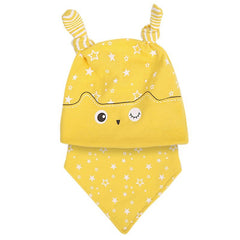 Spring Owl Pocket Hat + Bibs Set