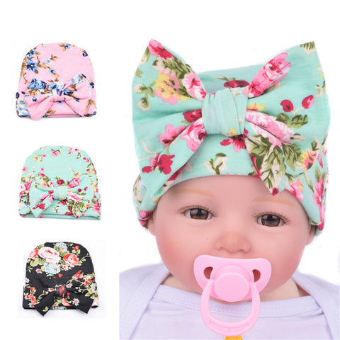 Flower Hat Beanie With Bow Hat