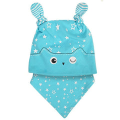 Spring Owl Pocket Hat + Bibs Set