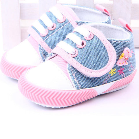 Denim Butterfly Baby Shoes